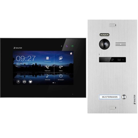 Balter EVO Video-T&uuml;rsprechanlage f&uuml;r Einfamilienhaus mit 1x 7 Zoll Monitor Silber Schwarz