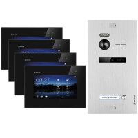 Balter EVO Video-T&uuml;rsprechanlage f&uuml;r Einfamilienhaus mit 4x 7 Zoll Monitor Silber Schwarz