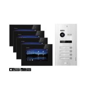 Video T&uuml;rsprechanlage mit Smartphone App f&uuml;r 4 Familienhaus, 4x Monitore, Balter EVO WLAN
