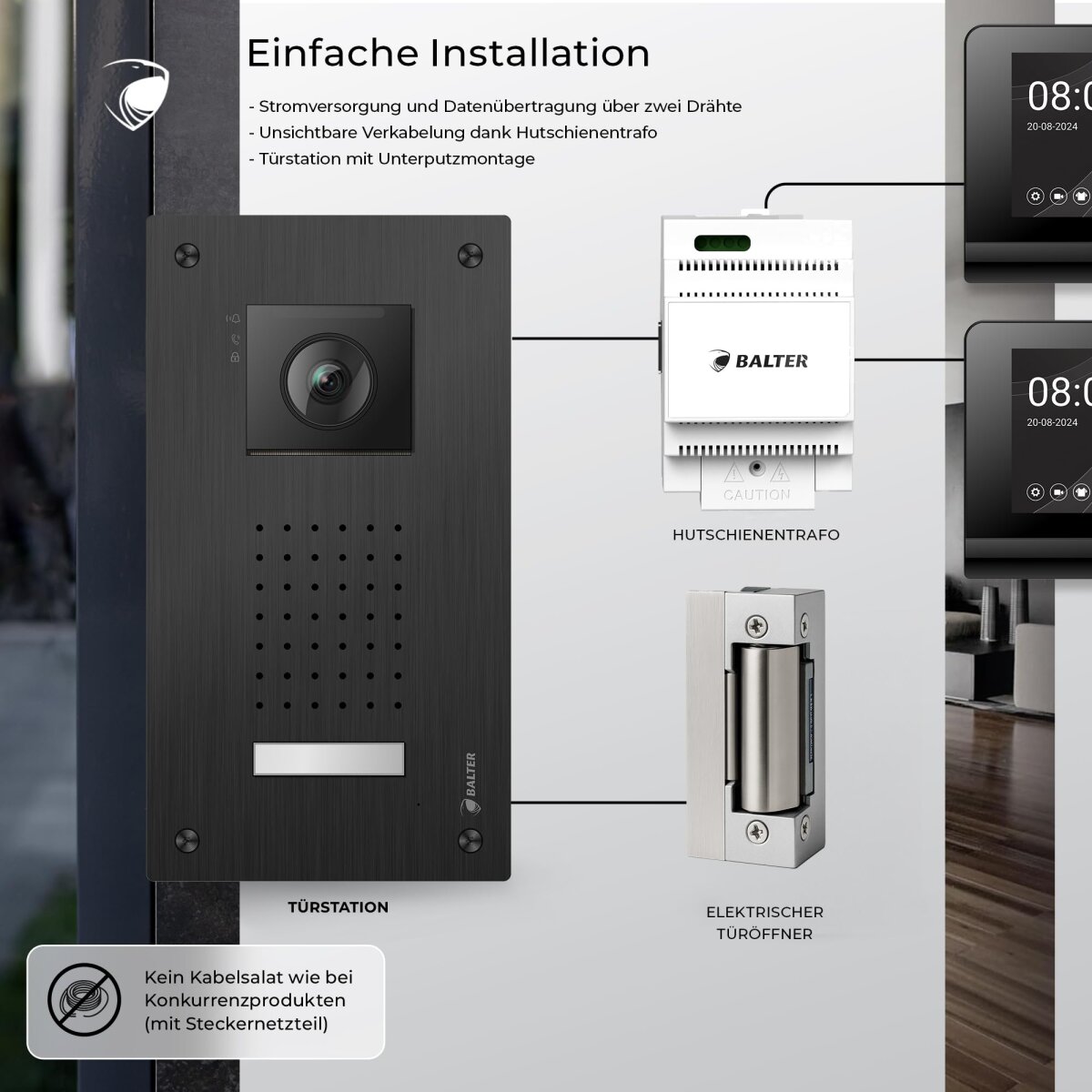 Balter Entri Set L Video T&uuml;rsprechanlage 2 Monitore Schwarz