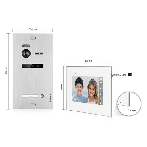 Video Türsprechanlage für 1 Familienhaus, 2x Monitore,...