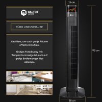 Balter VT-3 Turmventilator &ndash; 98 cm, 3 Stufen, Oszillation 80&deg;, Farbdisplay, Sleep-Timer, Schlafmodus, Fernbedienung, 55 W, leise &amp; sicher, einfacher Aufbau
