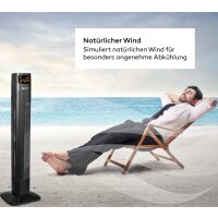 Balter VT-3 Turmventilator &ndash; 98 cm, 3 Stufen, Oszillation 80&deg;, Farbdisplay, Sleep-Timer, Schlafmodus, Fernbedienung, 55 W, leise &amp; sicher, einfacher Aufbau