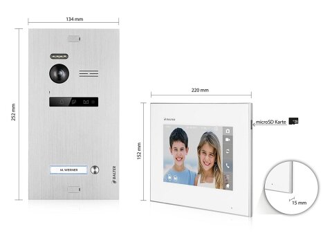 Video T&uuml;rsprechanlage mit Smartphone App f&uuml;r 4 Familienhaus, 4x Monitore, Balter EVO WLAN