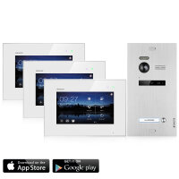 Video T&uuml;rsprechanlage mit Smartphone App f&uuml;r 1 Familienhaus, 3x Monitore, Balter EVO WLAN