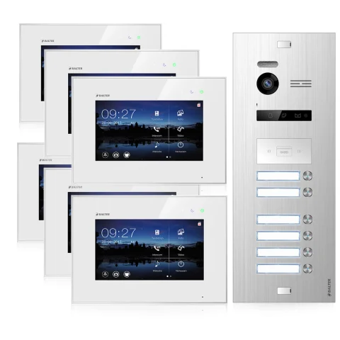 Video Türsprechanlage für 6 Familienhaus, 6x Monitore, Balter EVO