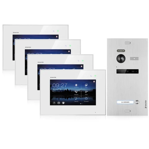 Video Türsprechanlage für 1 Familienhaus, 4x Monitore, Balter EVO