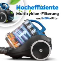 Balter Vento A3 Staubsauger beutellos, 850W hohe Saugleistung, 3L Staubbeh&auml;lter, Multizyklon, HEPA-Filter (Blau)