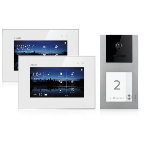 Video Türsprechanlage für 1 Familienhaus, Aufputz, 2 Monitore, Balter EVO