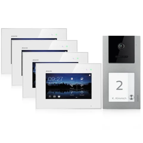 Video Türsprechanlage für 1 Familienhaus, Aufputz, 4 Monitore, Balter EVO