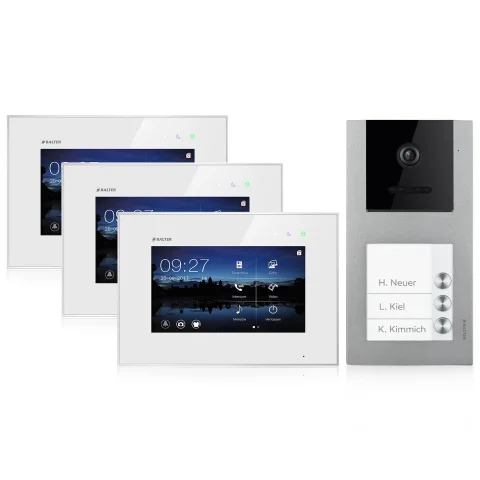 Video Türsprechanlage für 3 Familienhaus, Aufputz, 3 Monitore, Balter EVO