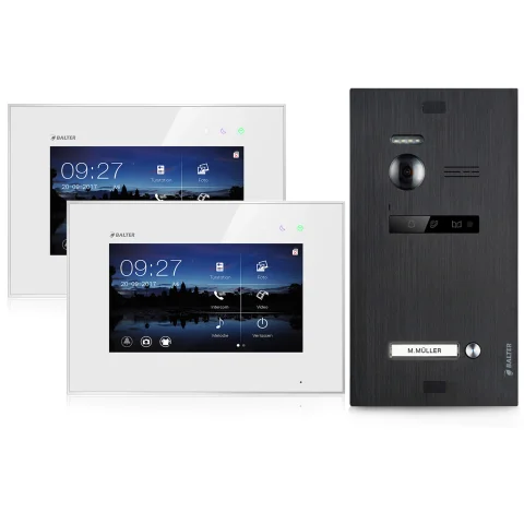 Video Türsprechanlage für 1 Familienhaus, 2x Monitore, Balter EVO Schwarz