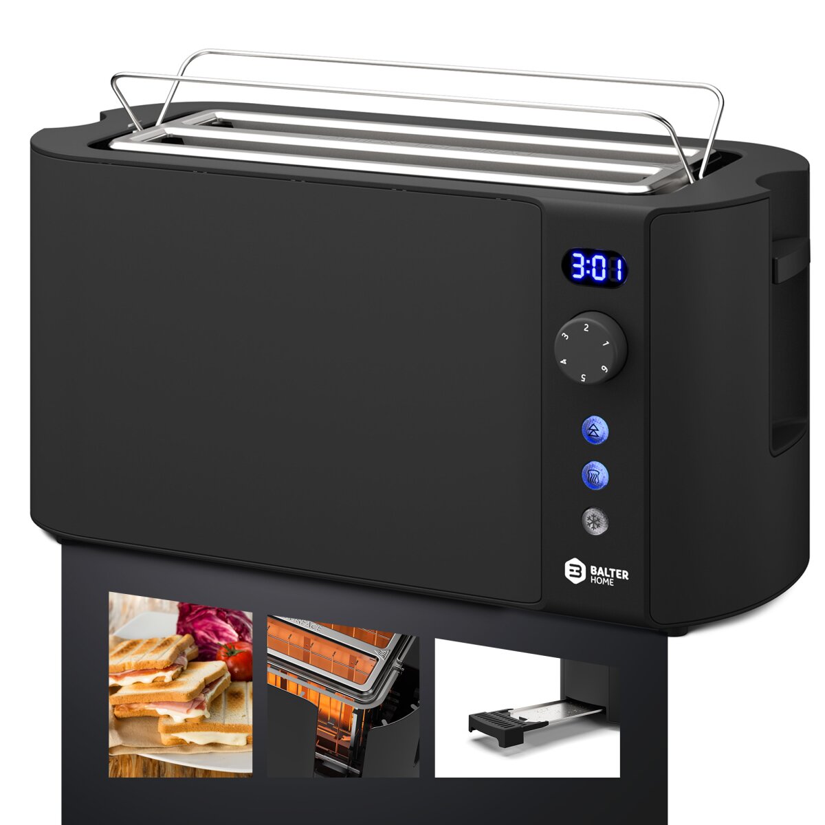 Balter Toaster TS-04-LCD Schwarz Langschlitz