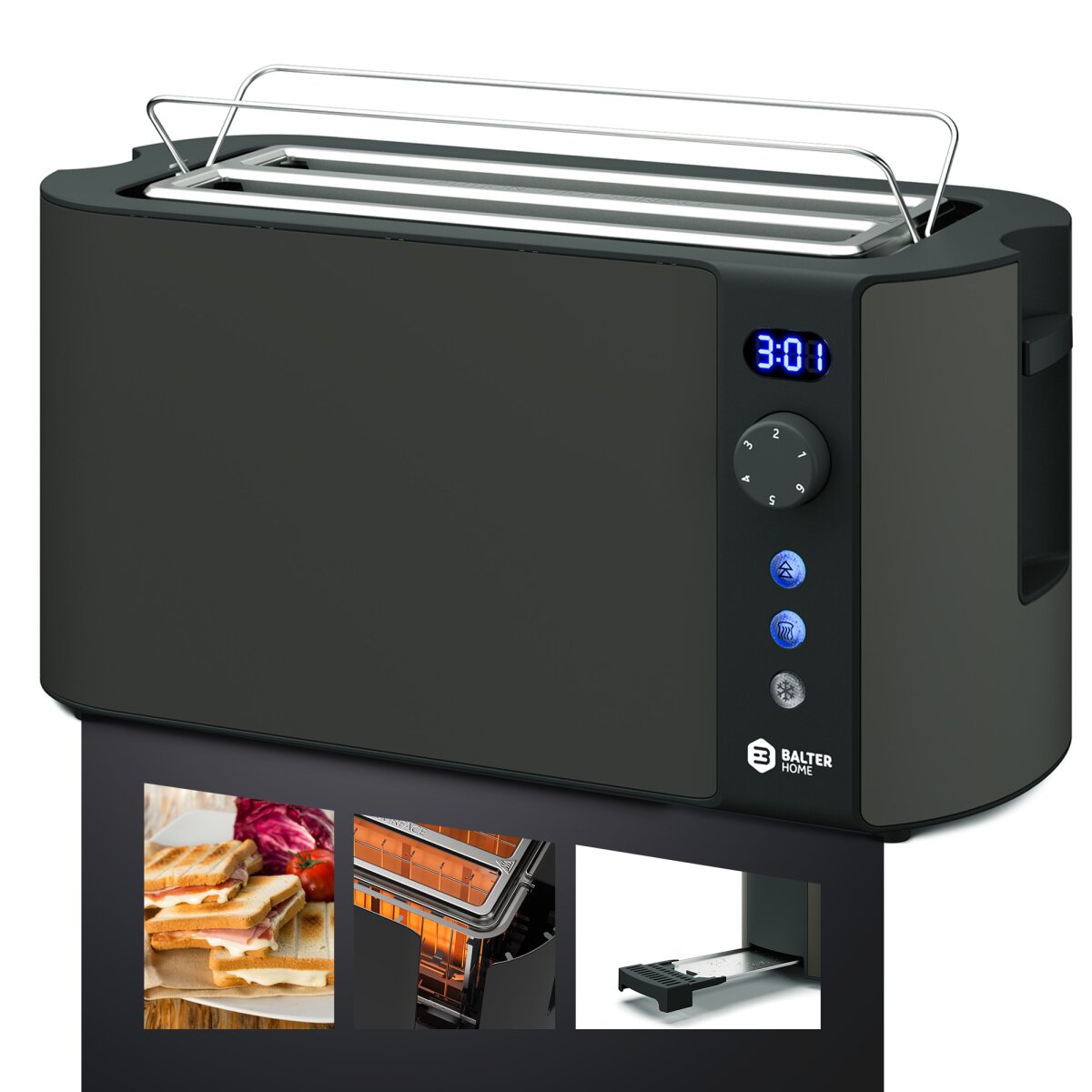 Balter Toaster TS-04-LCD Grau Langschlitz