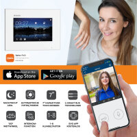 Video T&uuml;rsprechanlage mit Smartphone App f&uuml;r 1 Familienhaus, Schwarz, 2x Monitore, Balter EVO WLAN